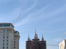 The Temple is still under construction for earthquake retrofitting. 