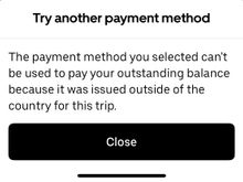 Uber payment fail screenshot