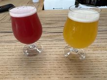 L- “The Blue Raspberry Otter” fruited gose (5.3%)

R- “Koji Kai” collab with Port City, Stone, and North American Sake Brewery; it’s a dry hopped grisette  (4.7%) brewed w wild rice