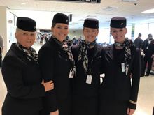 Outbound flight crew (flight was captained by a woman).