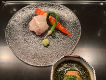 Sashimi dish with monkfish liver in soy sauce….yummy