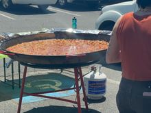 Impatiently waiting for the paella to cook.  One of my favorite restaurants serves free paella to celebrate its anniversary 