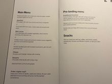 Business class menu, Seoul to Copenhagen