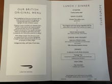 Standard meal menu
