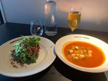 Roast beef open sandwich 
Tomato-paprika soup