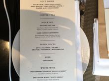 Welcome Drink Menu
