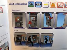 "If able to evacuate through the overwings, don't forget to run way screaming"