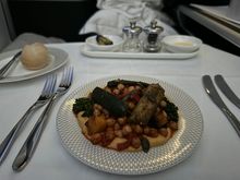 Hummus and zucchini, cold. Light meal in F arriving into LAX. Not very good unfortunately,‘could not eat it.