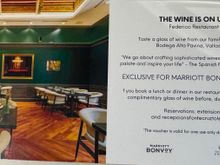 Free wine with dinner offered