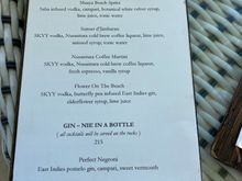 Drinks menu 