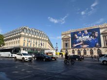 As seen from ground level at the Opera Square
