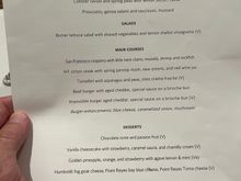 Current dining menu. 