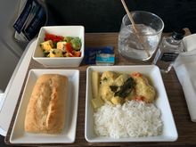 switched my pre-order to the Thai curry after clearing the upgrade on SAN-SEA and seeing the choices for that flight

this was excellent — but once again, I’d like a word with the menu planners who thought an Italian-style salad *with cheese* would complement a vegan Thai entree (full disclosure, I’m neither vegan nor vegetarian, so the cheese wasn’t an issue for me)