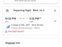 routing here is JFK-HEL-GOT on AY then GOT-CBG on BA (SunAir)