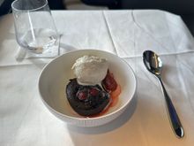 The chocolate pudding was better for the scoop of ice cream. 