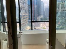 Bathroom view, quite nice until I realized the blinds were broken and wouldn't close.