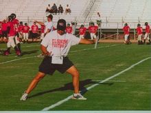 Coaching football.