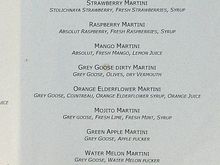 Dune Bar Martini Menu - Paradise Island, Bahamas