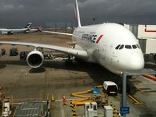 About to board an inaugural Air France A380 to Paris CDG at LHR in July 2010...