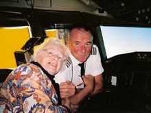She even got a tour of the flight beck and met the captain, who gave her a card and a bottle of Champagne :)