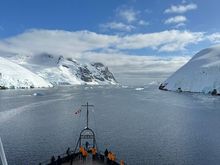 View from Bow Lounge on Seabourn Venture in Antarctica