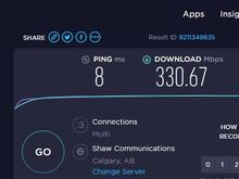 Pretty good for Shaw's 300 MB Internet Service just after dinner. 
