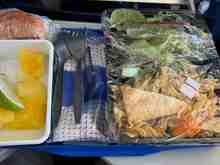Note the plastic is open on the "salad" side.  This is how it was served. . . 