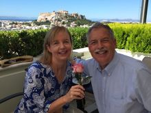 We ate breakfast at the Grand Bretagne dining patio.  The view of the Parthenon is in the background.