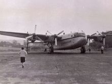 This is a Dan Air York at Lasham in 1962. I am the small boy under the propellor. This aircraft is now in the Museum at Duxford
