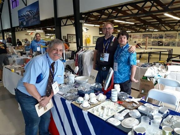 Me and my friend jean Louis at an airline show buying selling trading airline goods