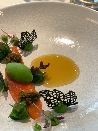 Ora King Salmon, avocado, shiso, kaviari caviar, sea lettuce