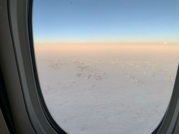 Somewhere over Iceland after sleeping for about 6 hours. 
