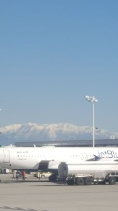 Snowcapped San Gabriel Mountains in the background