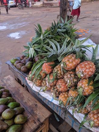 Pineapples and avocados. Very tasty and fresh. Avocados were about €0.1 and pineapples closer to €0.8