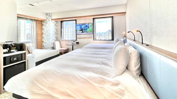 One king bed and one single bed configuration