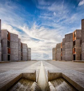 The Salk Institute sits on a cliff overlooking the Pacific Ocean.  Jonas Salk's office was at the very end of the building on the right.
