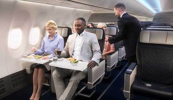 A refined experience.

Guests will enjoy an enhanced inflight dining experience with exclusive menu offerings and exceptional wines. Enhanced amenities ensure your comfort throughout the flight