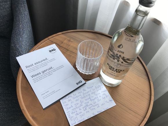 Welcome note and bottled water