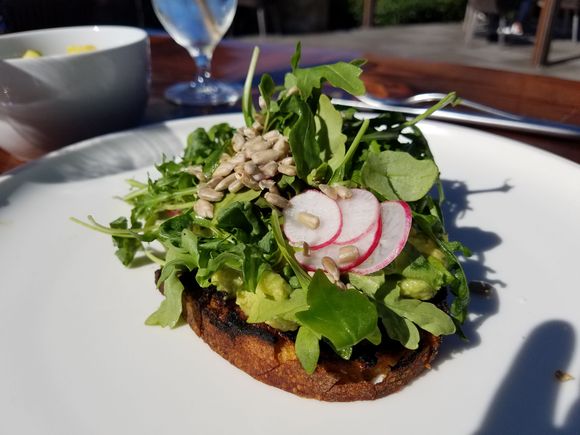 Avocado toast - great blend of textures, except there were raw onions in the smashed avocados... like guac, which seemed strange for breakfast.  I asked for a redo without the onion and it was much better. 
