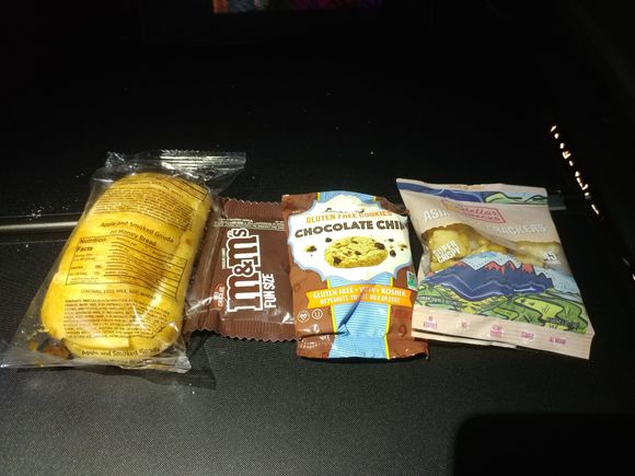 Crew notice I liked econ food and brought me a snack bag