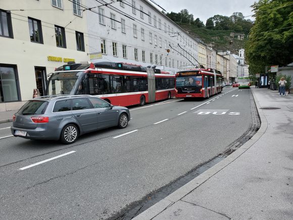 I took this photo because these buses with the quaint long pantographs(?) reminded me of similar buses in Boston which we had seen last year