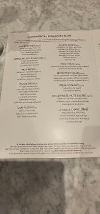 Breakfast menu.