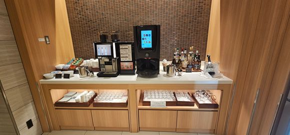 Coffee and soft drinks machine.  Chocolates and some alcohol