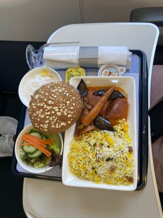 Low lactose special (ALC - LHR 16/9). Have ordered low lactose before and it has been meat. This was purely veggie, and the dessert was like a coconut yoghurt.