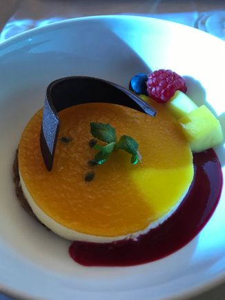 Passion fruit and hazelnut tart was delicious.
