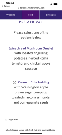 Breakfast menu