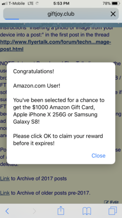 Right in the thread about reporting malware.... but really, on every page I try to visit. iOS latest software in Safari