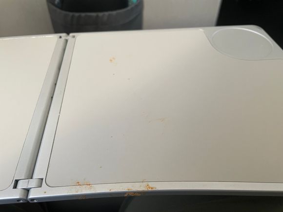 Previous passenger’s lunch still on tray table… 