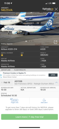 N625VA service re-entry. 