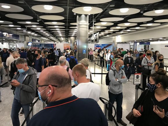 A similar story returning from Bologna today at 1310. It took 48 minutes in the queue to get to border control . 
It was badly organised and a complete embarrassment in its failure to provide a safe and efficient service . People were getting hot and bothered and there was some shouting and ineffectual crowd management by border control. 

What concerned me was that the system does not comply with government guidelines in respect of social distancing , it is impossible as you are constantly h